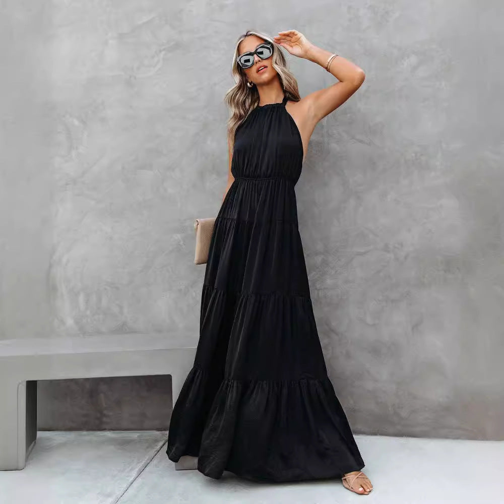 Vestido de Verão  com Gola Laçada