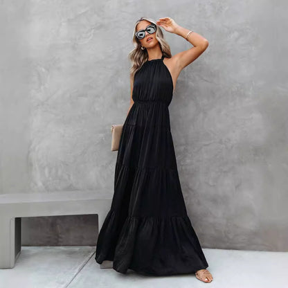 Vestido de Verão  com Gola Laçada