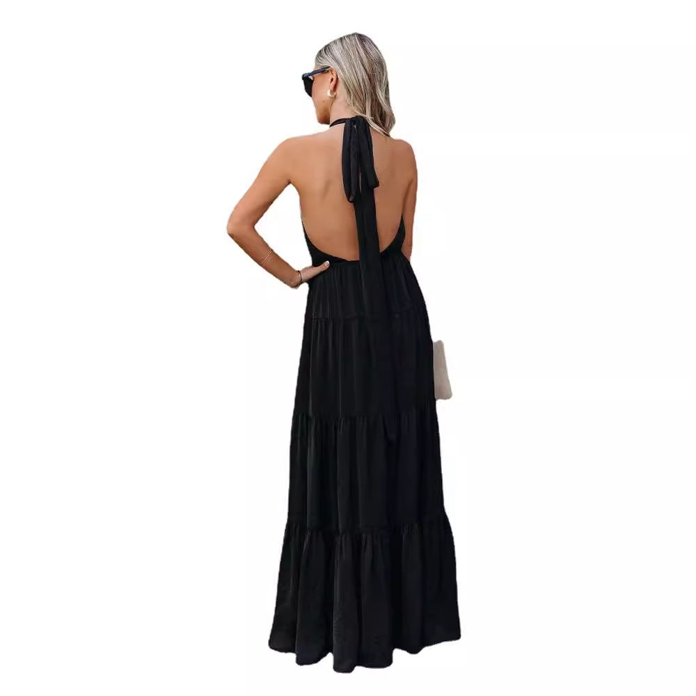 Vestido de Verão  com Gola Laçada