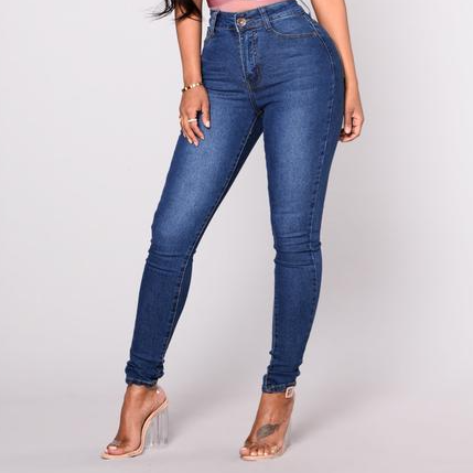 Calças Jeans Skinny Stretch de Cintura Alta em Azul Lavado