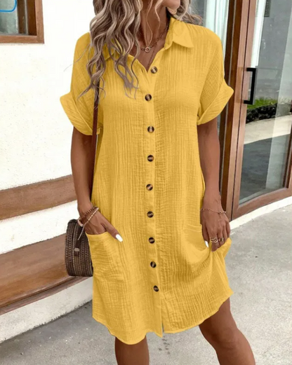 Vestido de Linho com Decote em V