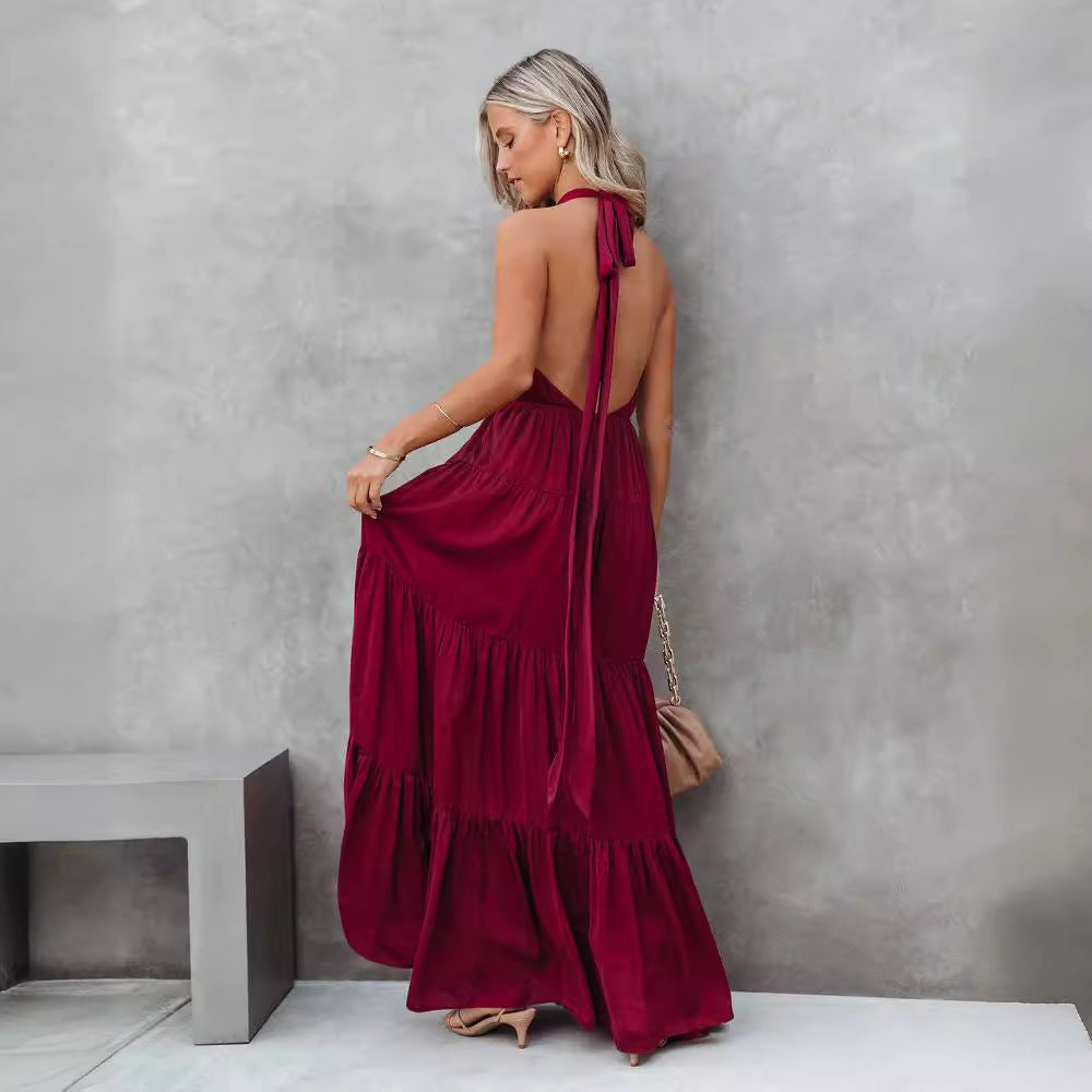 Vestido de Verão  com Gola Laçada