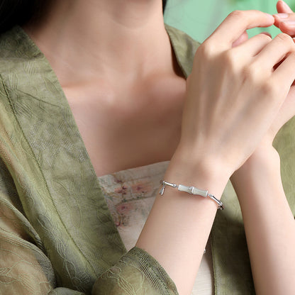 Pulseira Bambu com Acabamento em Prata de Lei