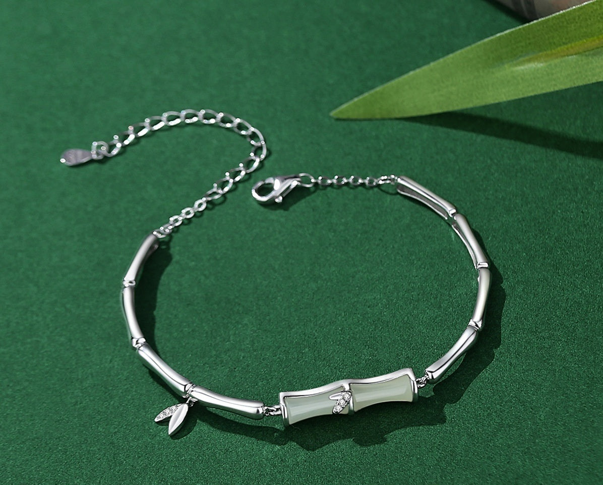 Pulseira Bambu com Acabamento em Prata de Lei