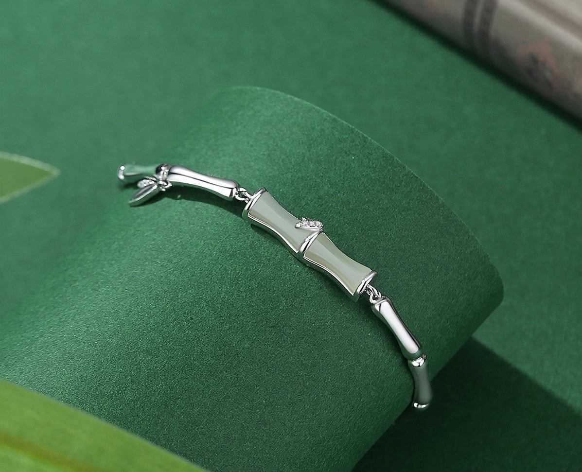 Pulseira Bambu com Acabamento em Prata de Lei