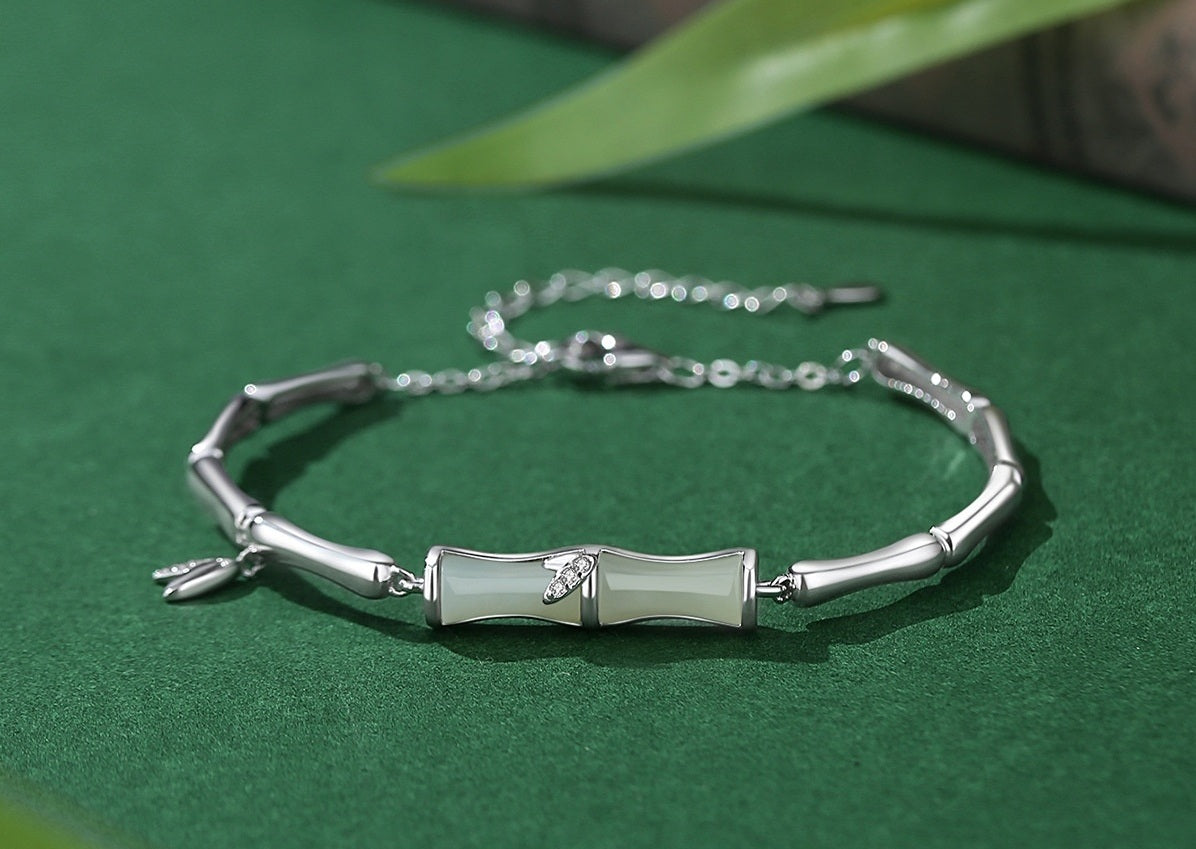 Pulseira Bambu com Acabamento em Prata de Lei