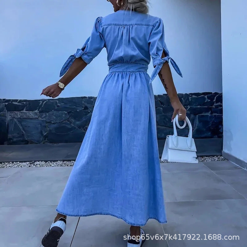 Vestido Longo A-Line com Botões | Casual Chic