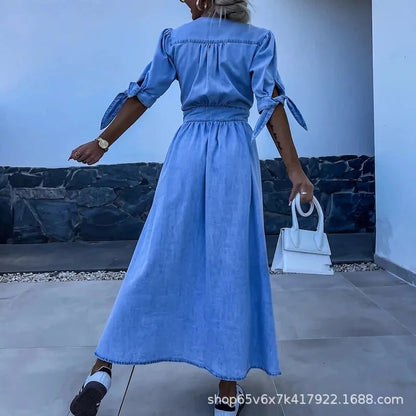 Vestido Longo A-Line com Botões | Casual Chic