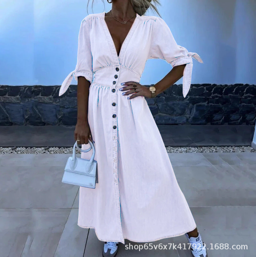 Vestido Longo A-Line com Botões | Casual Chic