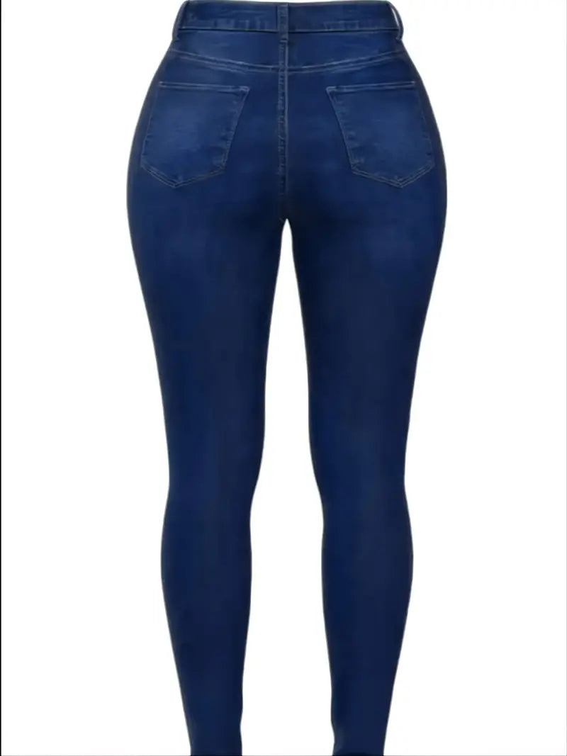 Calças Jeans Skinny Stretch de Cintura Alta em Azul Lavado