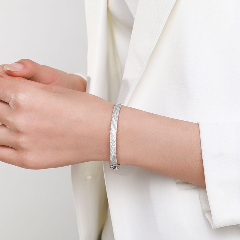 Pulseira de Prata Esterlina com Acentos de Estrela de Diamante