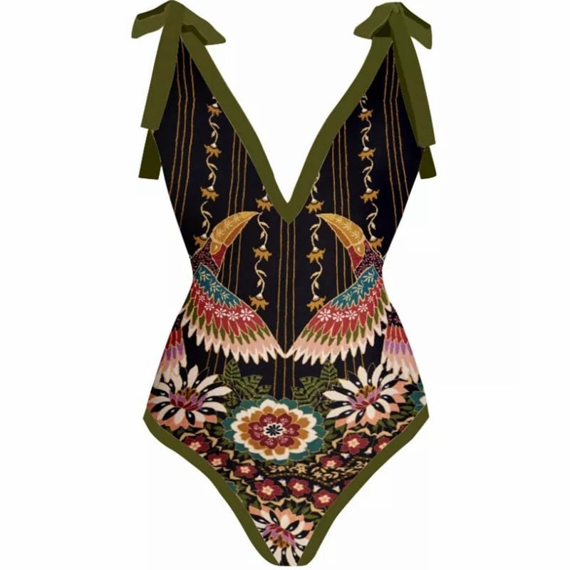 Conjunto Fato de Banho e Saia Estilo Vintage