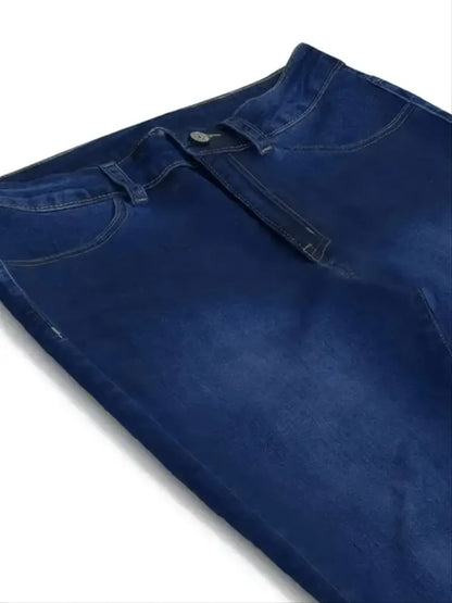 Calças Jeans Skinny Stretch de Cintura Alta em Azul Lavado