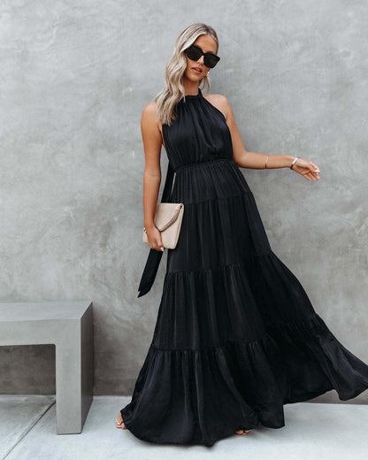 Vestido de Verão  com Gola Laçada