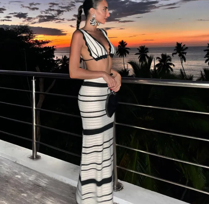 Conjunto de Praia Listado em Algodão