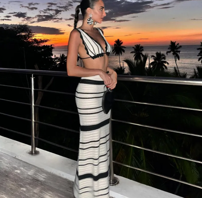 Conjunto de Praia Listado em Algodão